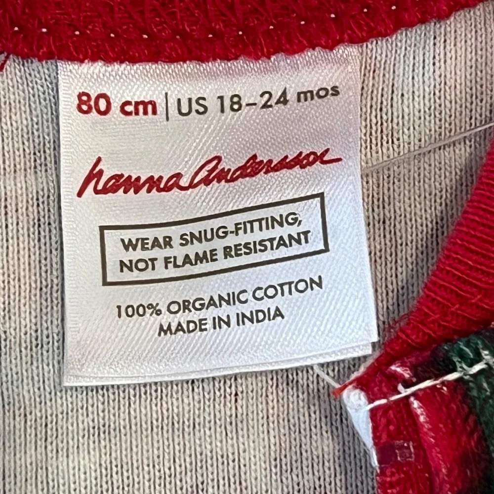 NWT Hanna Andersson Pajama Sleeper Unisex 80cm 18-24mos Plaid 100% Organic Cotto